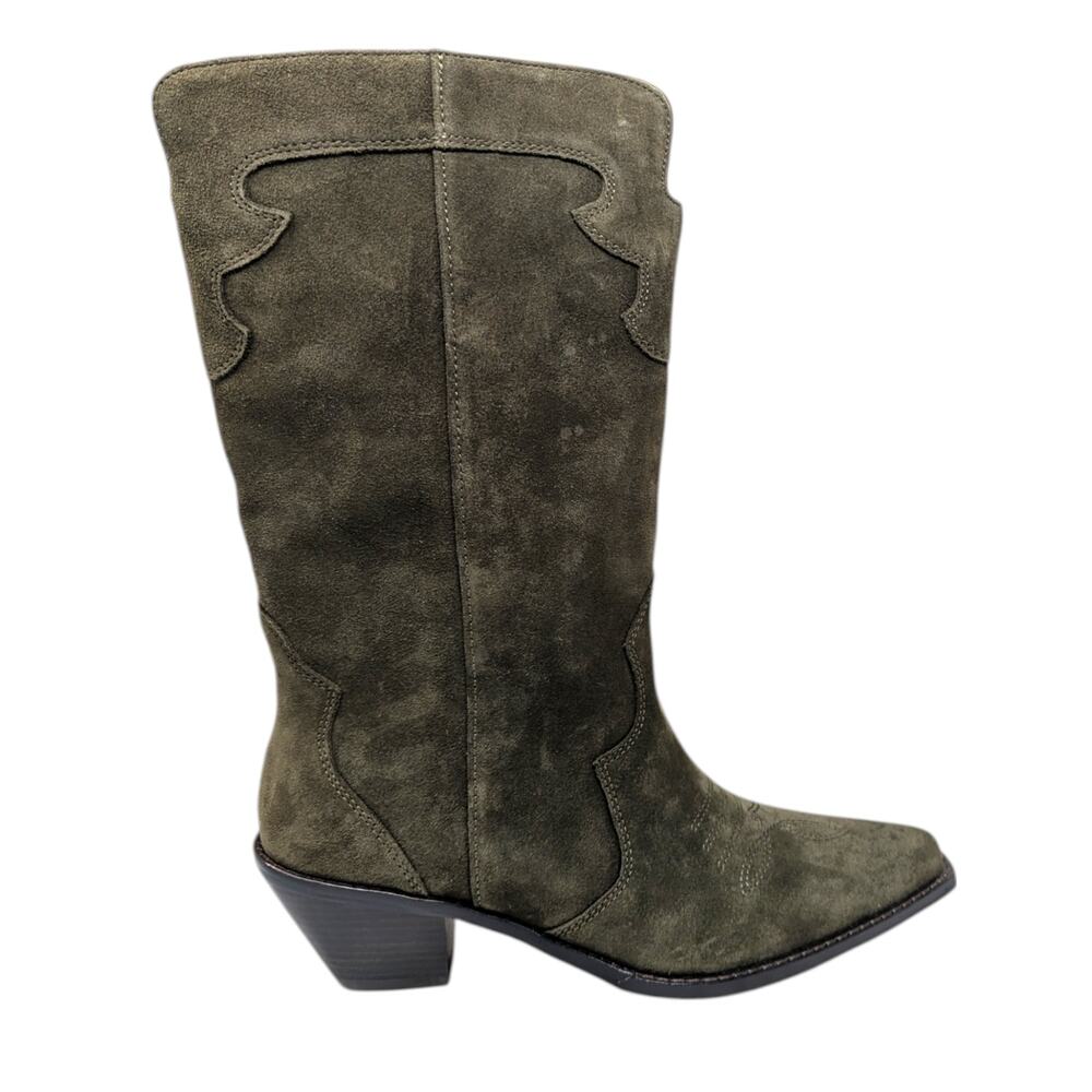 Tuckernuck Wilson Suede Cowboy Boots Dark Olive Western Size 9.5